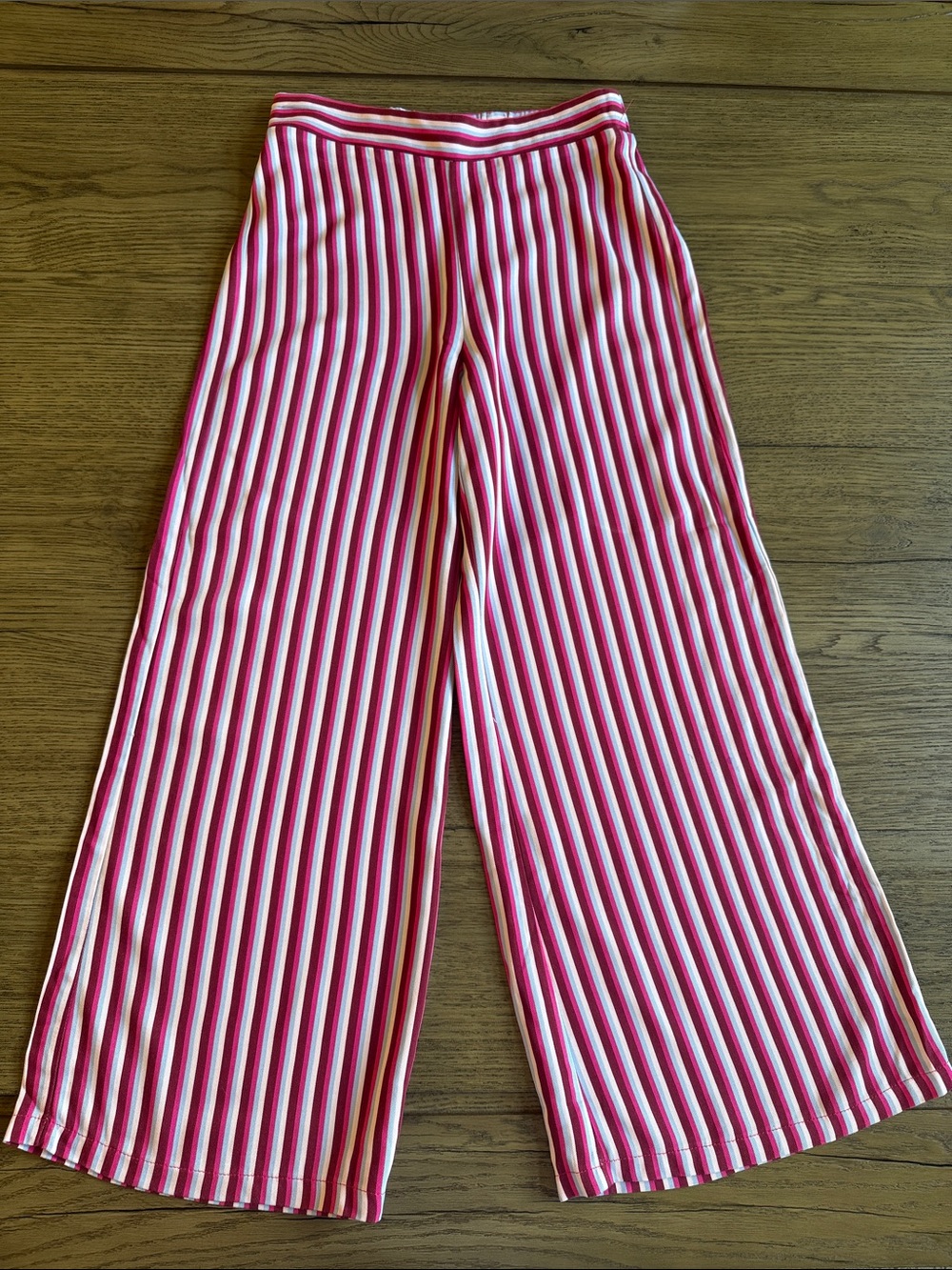GB girls Pink & Baby Blue Vertical Stripe Wide-Leg Pants